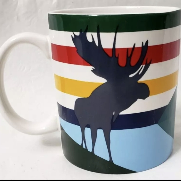 New Hudson Bay Multistipe Coffee Mug Cup Blanket Stripe Hunting Cabin Wildlife - Picture 1 of 7
